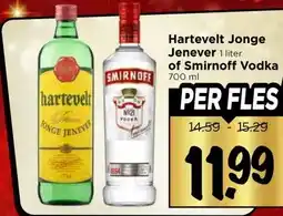 Vomar Voordeelmarkt Hartevelt Jonge Jenever , of Smirnoff Vodka aanbieding