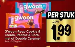 Vomar Voordeelmarkt G'woon Reep Cookie & Cream, Peanut & Cara- mel of Double Caramel aanbieding