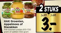 Vomar Voordeelmarkt HAK Groenten, Appelmoes of Stazakken aanbieding