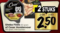 Vomar Voordeelmarkt Sheba Filets , of Cesar Hondenvoer aanbieding