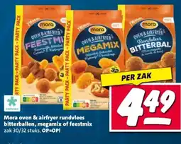 Nettorama Mora oven & airfryer rundvlees bitterballen, megamix of feestmix aanbieding