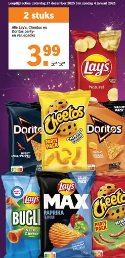 Albert Heijn Alle Lay's, Cheetos en Doritos party en valuepacks aanbieding