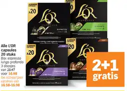 Albert Heijn Alle L'OR capsules 20 stuks aanbieding