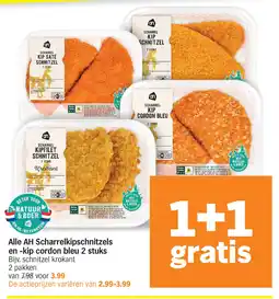 Albert Heijn Alle AH Scharrelkipschnitzels en kip cordon bleu 2 stuks aanbieding