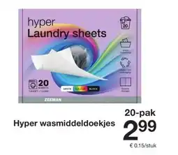 Zeeman Hyper wasmiddeldoekjes aanbieding