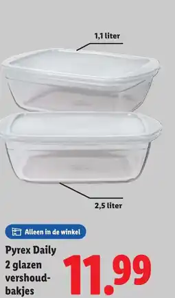 Lidl Pyrex Daily 2 glazen vershoudbakjes aanbieding