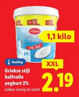 Lidl Griekse stijl halfvolle yoghurt 2% aanbieding