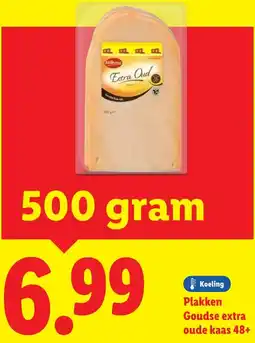 Lidl Plakken Goudse extra oude kaas 48+ aanbieding