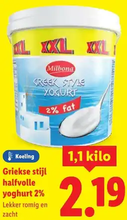 Lidl Griekse stijl halfvolle yoghurt 2% aanbieding