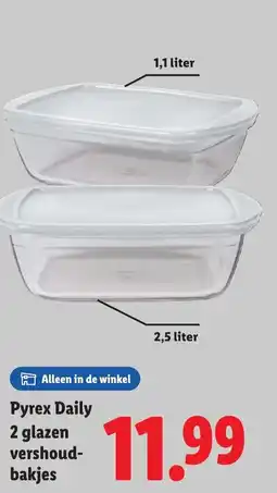 Lidl Pyrex Daily 2 glazen vershoudbakjes aanbieding