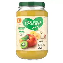 Dekamarkt Olvarit 6+ Maanden Perzik Banaan Kiwi aanbieding