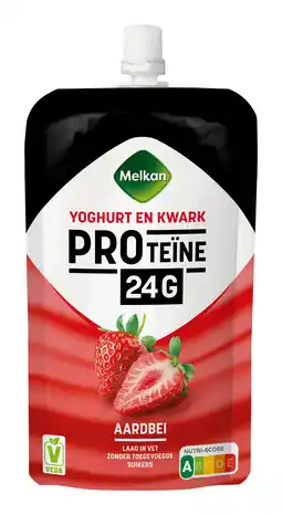 PLUS Melkan Protein pouch aarbei aanbieding