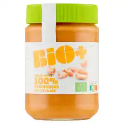 PLUS BIO+ Biologische 100% Pindakaas met stukjes aanbieding