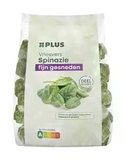 PLUS PLUS Gehakte spinazie fijn deelblokjes aanbieding