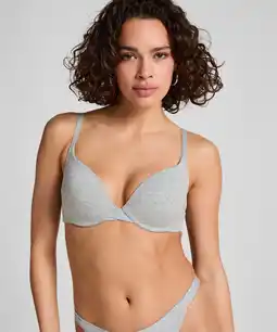 Hunkemoller Hunkemöller Katoenen voorgevormde push-up beugel bh Grijs aanbieding