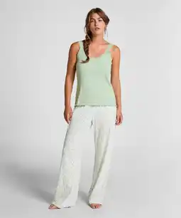 Hunkemoller Hunkemöller Rib Jersey Singlet met Kant Groen aanbieding