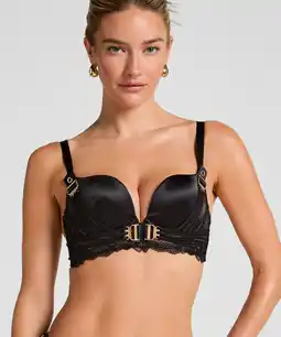 Hunkemoller Hunkemöller Voorgevormde push-up longline beugel bh Avela Zwart aanbieding