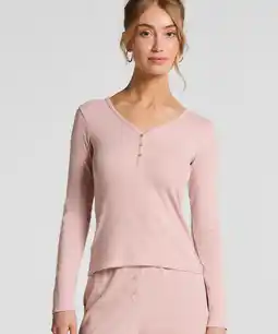 Hunkemoller Hunkemöller Pyjama top Henley Roze aanbieding