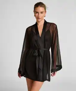 Hunkemoller Hunkemöller Kimono Maxime Tulle Zwart aanbieding