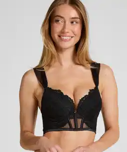 Hunkemoller Hunkemöller Voorgevormde longline push-up beugel bh Whitney Zwart aanbieding