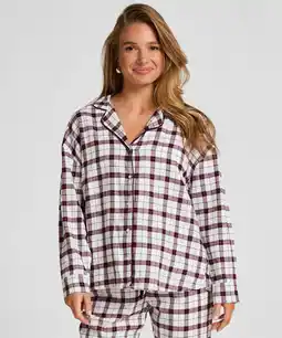 Hunkemoller Hunkemöller Pyjamatop Flannel Wit aanbieding