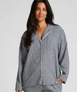 Hunkemoller Hunkemöller Pyjamatop Flanel Essentials Blauw aanbieding