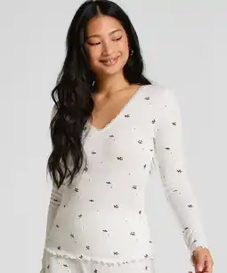 Hunkemoller Hunkemöller Pyjama top Pointelle Wit aanbieding