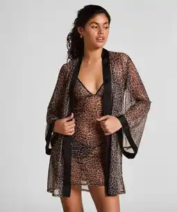 Hunkemoller Hunkemöller Kimono Leopard Zwart aanbieding