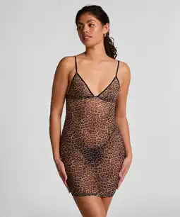 Hunkemoller Hunkemöller Slipdress Leopard Zwart aanbieding