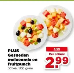 PLUS PLUS Gesneden meloenmix en meloenmix en fruitpunch aanbieding