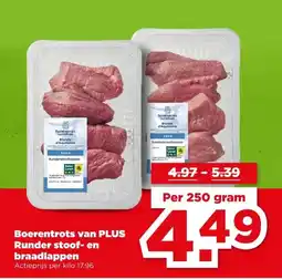 PLUS Boerentrots van PLUS Runder stoof- en braadlappen aanbieding