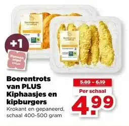 PLUS Boerentrots van PLUS Kiphaasjes en kipburgers aanbieding