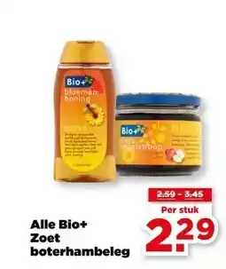 PLUS Alle Bio+ Zoet boterhambeleg aanbieding