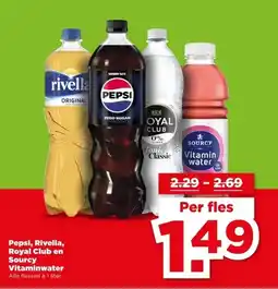 PLUS Pepsi, Rivella, Royal Club en Sourcy Vitaminwater aanbieding