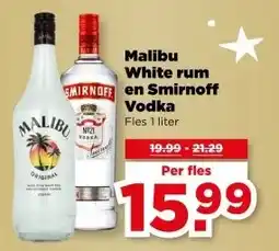 PLUS Malibu White rum en Smirnoff Vodka aanbieding