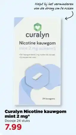 PLUS Curalyn Nicotine kauwgom mint 2 mg aanbieding