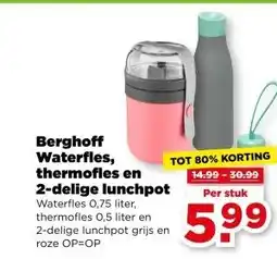 PLUS Berghoff Waterfles, thermofles en 2-delige lunchpot aanbieding
