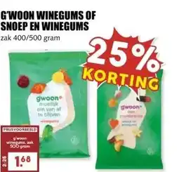 MCD Supermarkt G'WOON WINEGUMS OF SNOEP EN WINEGUMS aanbieding