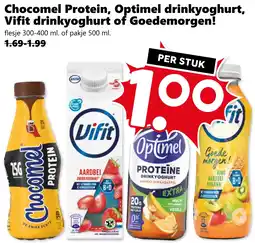 CoopCompact Chocomel Protein, Optimel drinkyoghurt, Vifit drinkyoghurt of Goedemorgen! aanbieding