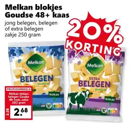 Coop Melkan blokjes Goudse 48+ kaas aanbieding