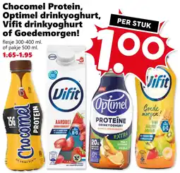 Coop Chocomel Protein, Optimel drinkyoghurt, Vifit drinkyoghurt of Goedemorgen! aanbieding