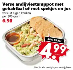 Coop Verse andijviestamppot met gehaktbal of met spekjes en jus aanbieding
