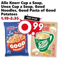 Coop Alle Knorr Cup a Soup, Unox Cup a Soup, Good Noodles, Good Pasta of Good Potatoes aanbieding