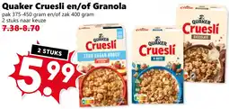 Coop Quaker Cruesli en/of Granola aanbieding