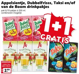 Coop Appelsientje, DubbelFrisss, Taksi en/of van de Boom drinkpakjes aanbieding
