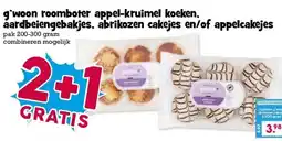 Boon`s Markt g'woon roomboter appel-kruimel koeken. aardbeiengebakjes, abrikozen cakejes en/of appelcakejes aanbieding