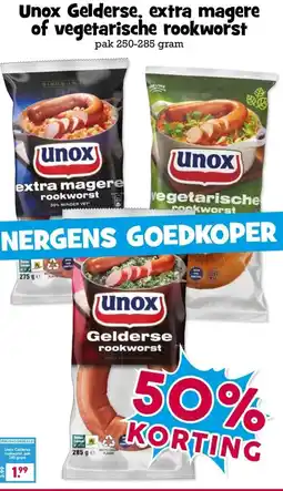 Boon`s Markt Unox Gelderse, extra magere of vegetarische rookworst aanbieding