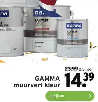 GAMMA Gamma muurverf kleur 2,5liter aanbieding