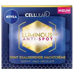 Trekpleister NIVEA Cellular Luminous630 Anti-Spot Teint Egaliserende Nachtcrème aanbieding
