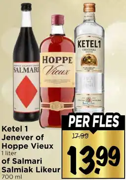 Vomar Voordeelmarkt Ketel 1 Jenever of Hoppe Vieux of Salmari Salmiak Likeur aanbieding